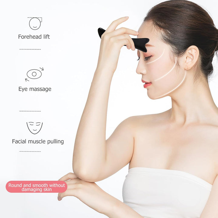 Buffalo Horn Gua Sha Plate Facial Scraping Board for Face and Eye Massage Natural Beauty Tool and Complexion Compact and Wear-Resistant for Self-Care and Use