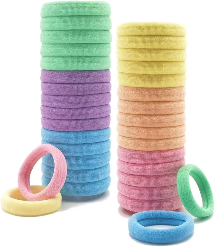 Hair Bobbles for Women, 30 Pack Soft Hair Ties No Damage, Seamless Hair Bands for Thick Curly Hair, Strong Elastic Ponytail Holders Hair Accessories (Natural Colour)