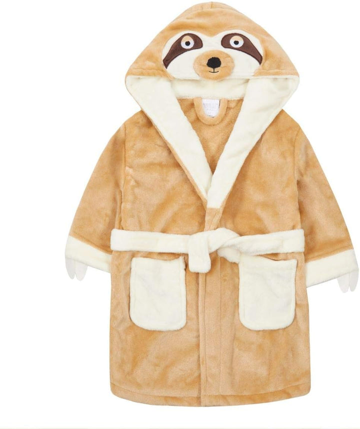 Baby Robe Dressing Gown - Super Soft Plush Fleece Bathrobe - for Baby Boy and Girl - Gift for Newborn to 6 Years - Consists of Snuggle Hood, 2 Large Pockets and Secure Waist Tie