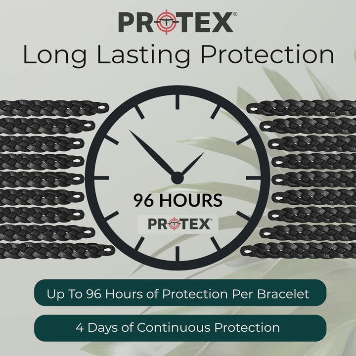PR0TEX 18 Pack Mosquito Repellent Bracelet, Adjustable Leather Deet-Free Wrist Bands, Powerful Effective Protection, Insect Repellent Bracelets for Adults & Kids, Resealable Pack.