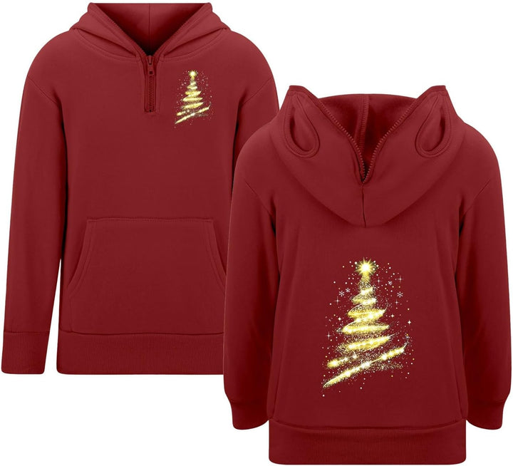 Boys Print Hooded Pullover Sweatshirt with Zipper Eyelets and Pocket for Kids Casual Wear for Men