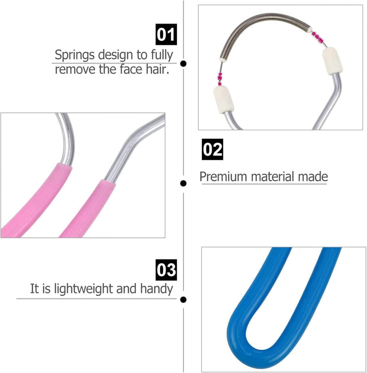 2 Pcs Facial Hair Remover Spring Facial Hair Epilator Spring Face Hair Remover Manual Epilator Spring Facial Hair Roller Threading Epilator Tools