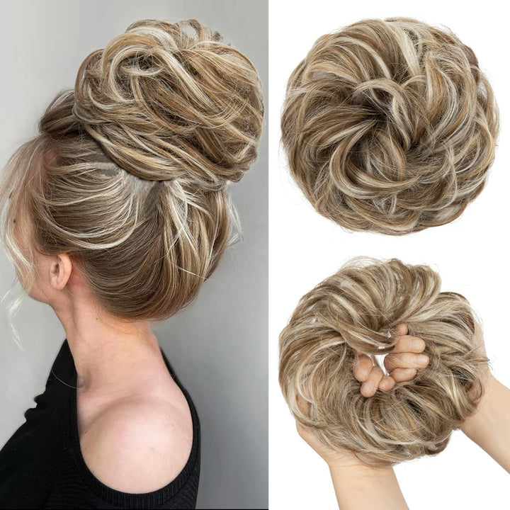 Messy Bun Hair Piece for Womens Synthetic Scrunchies Buns Extension Hairpieces Updo Pony Tail Dirty Blonde
