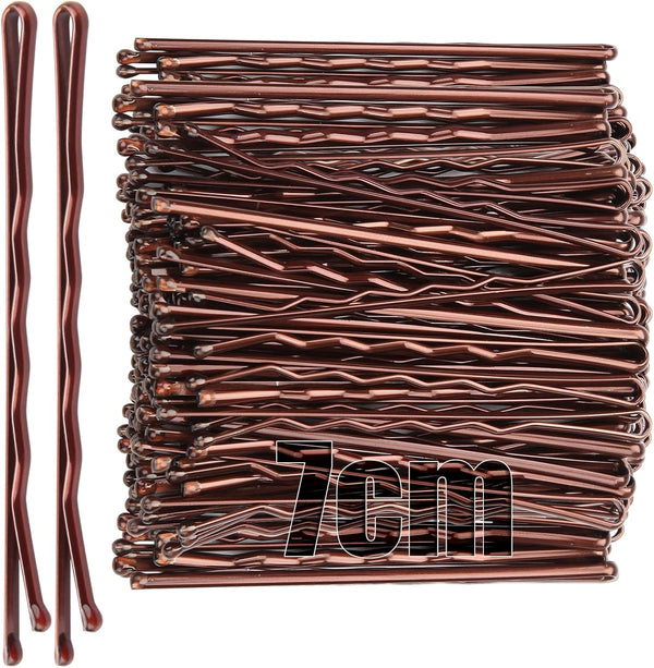 7Cm Hair Grips 50Pcs - Brown Hair Pins, Long Bobby Pins, Waved Kirby Grips - Essential Hair Accessories for Women & Girls, Ideal for All Types of Hair