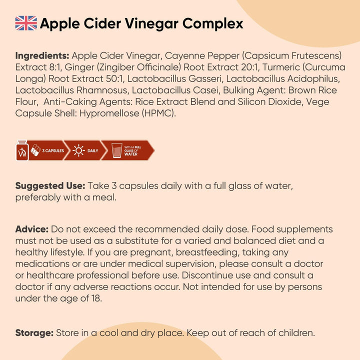 Apple Cider Vinegar Capsules 1860Mg - 2 Months Supply - 180 Capsules - Apple Cider Vinegar with Mother - with a Blend of Cayenne Pepper, Turmeric & Ginger Root - Non-Gmo & Vegan-Friendly