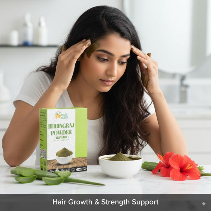 Bhringraj Powder Organic Eclipta Alba False Daisy Karisalankanni Bhringrajasava Powder Nourish Your Hair Naturally for Radiant Locks 5.3 Oz / 150 Gms
