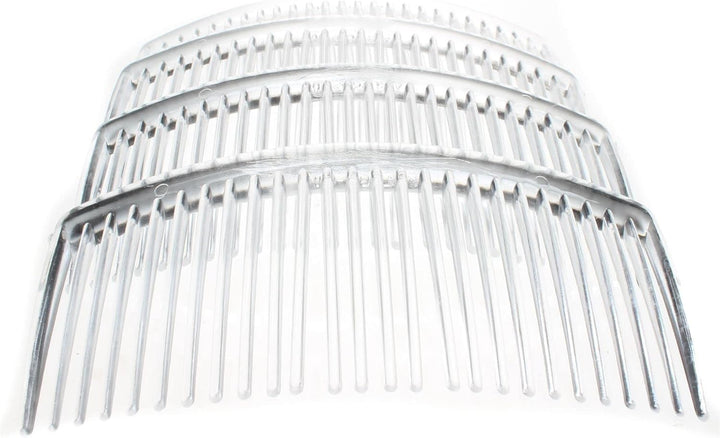 4 Pack of Tort Brown Large 9Cm Plain French Side Hair Combs Slides Grips Clips Hair Accessories for Women Girls by