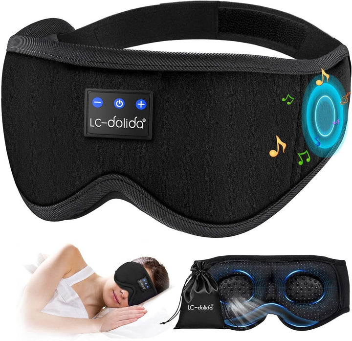 Bluetooth Sleep Mask Headphones 200% Blackout 3D Deep Eye Mask with Headphones Bluetoothv5.4 Can Play 15Hrs Breathable Eye Mask with Bluetooth Earphones for Travel,Nap Sleeping,Shift Work