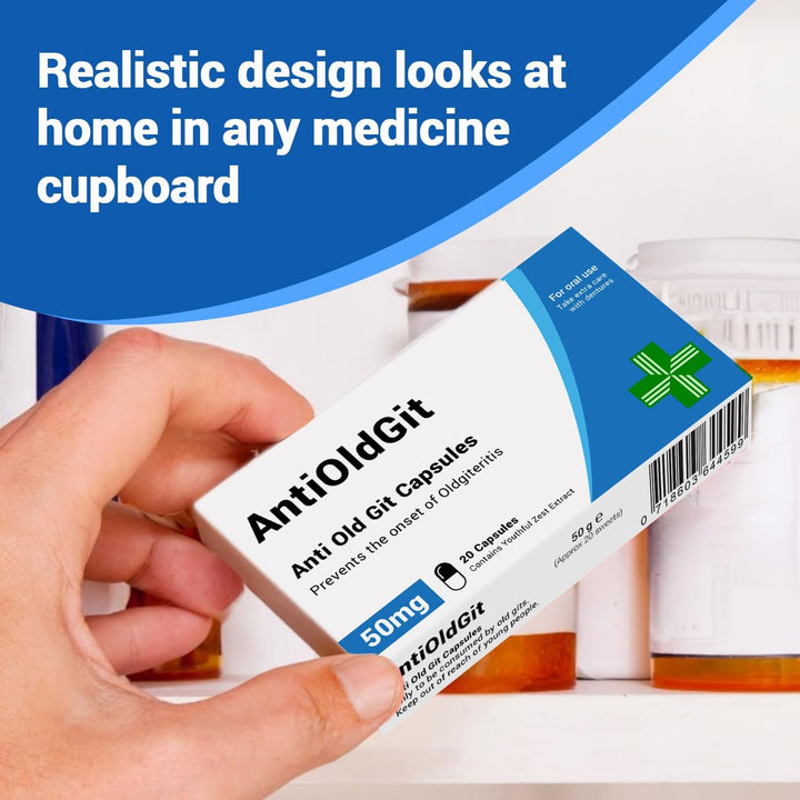 Antioldgit - Joke Pill Box - Funny Gifts for Men, Gifts for Dad, Birthday and Retirement Gifts for Men, Gifts for Grandad, Dad Birthday Gift