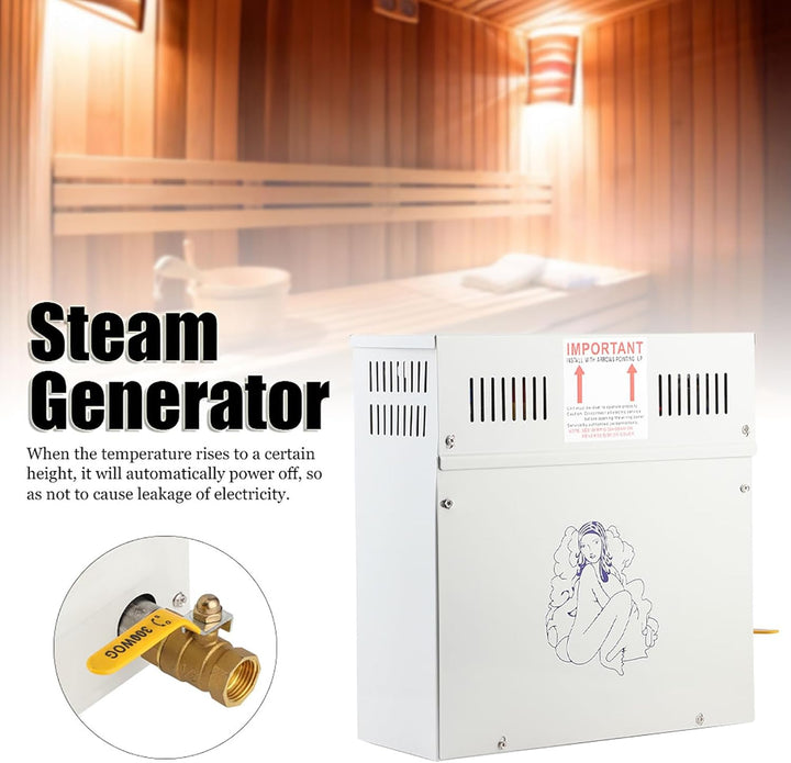 4.5KW Steam Generator, Sauna Generator with LED Display Controller, Automatic Shutdown 1.2 Bar Pressure Relief Valve Home Steam Shower System, Sauna Steam Bath Heater