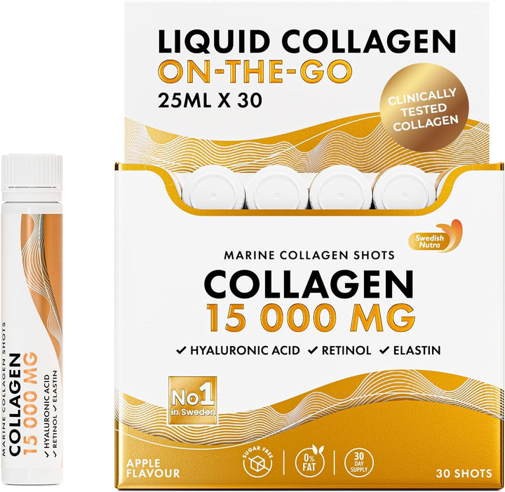 - 12,500 Mg Hydrolyzed Marine Collagen & Gold Retinol Liquid Supplement - 500 Ml Pack, 20 Day Supply | Pure Peptide & Hyaluronic Acid for Healthy Hair, Skin, Nails & Joints I Sugar-Free