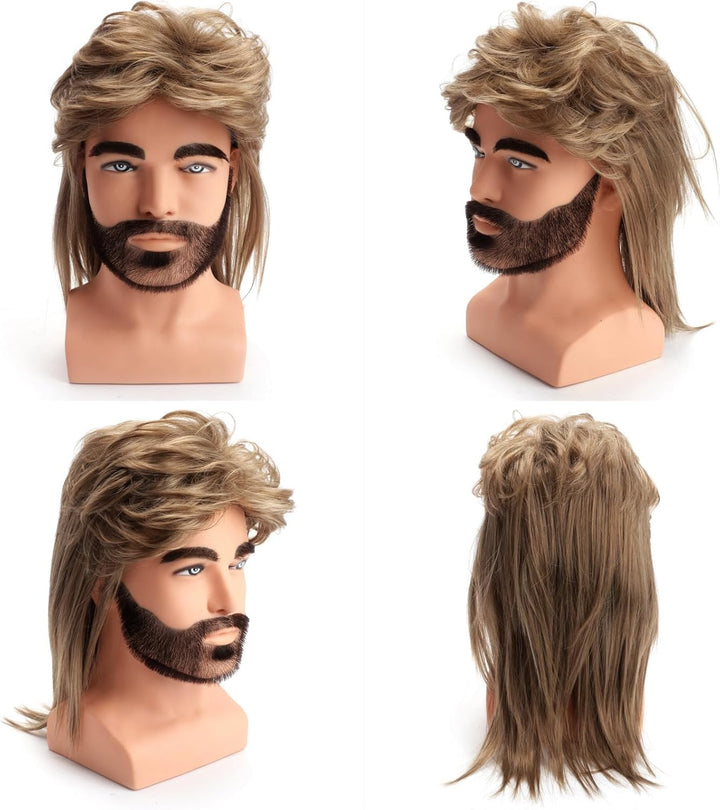 Blonde Mullet Wig|Mens Wig for Adult|Pop Rock Wigs for Men|Mens Wigs Fancy Dress for 70S|80S Wig