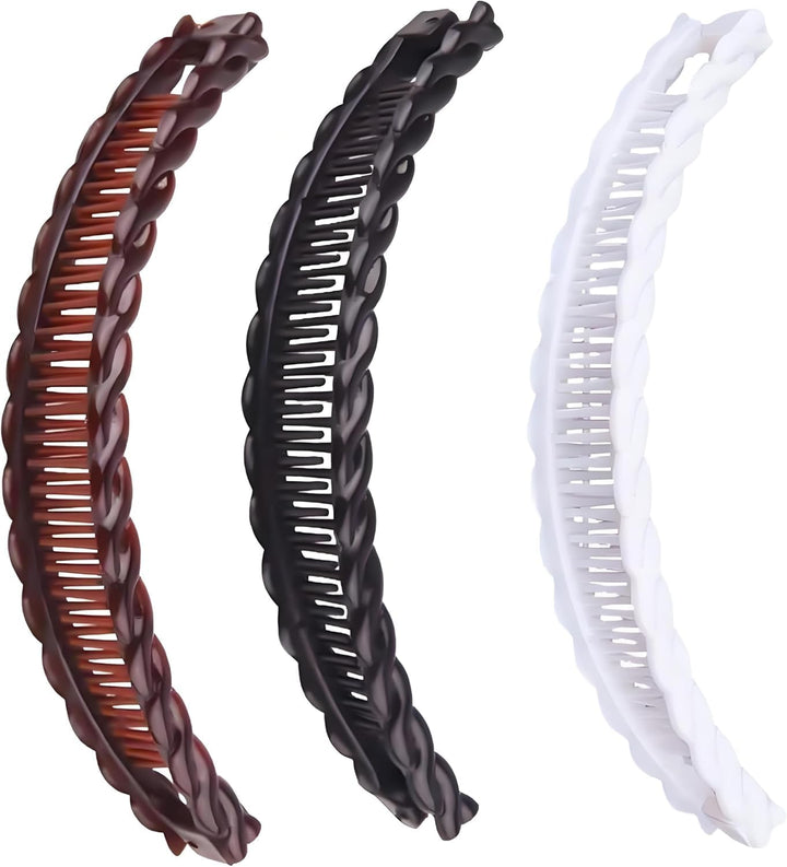 Banana Clip, 2Pcs Banana Hair Comb, Double Comb, Long Hair Clips, Fishtail Hair Clips for Women Girls