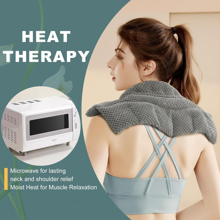 Wheat Bags Microwavable for Neck and Shoulders - Unscented Heated Neck Warmer - Microwave Heat Pad Pack - Heated Neck Wrap for Pain Relief, Muscle Tension and Arthritis Relief