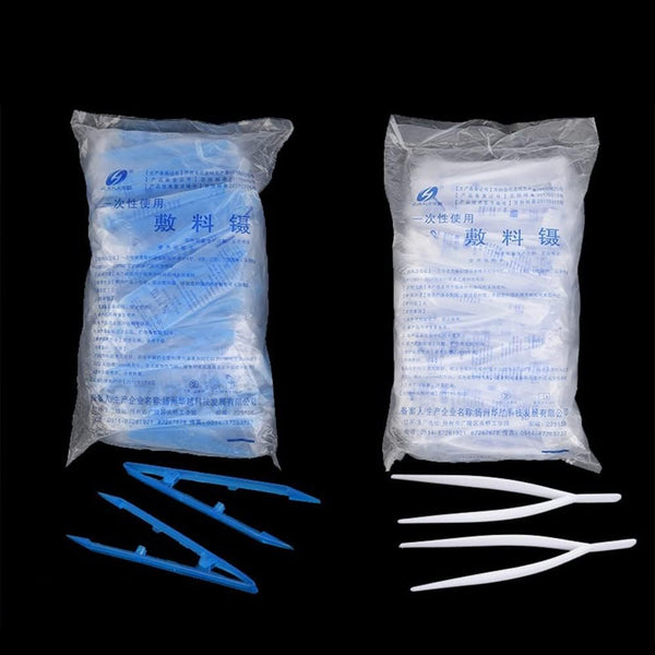 20Pcs 50Pcs 100Pcs Disposable Medical Polystyrene Resin Tweezers Plastic Dressing Clips V-Shaped Tweezers (Size : White 20Pcs)