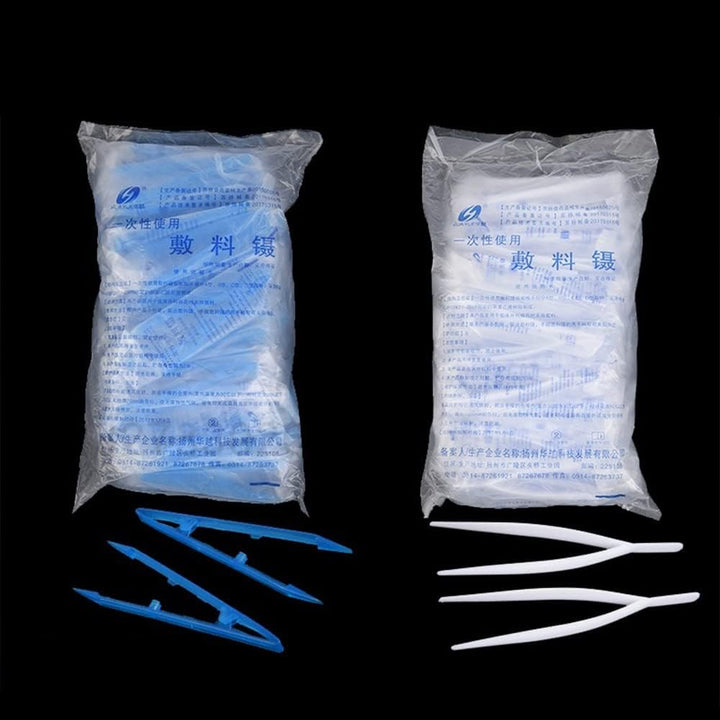 20Pcs 50Pcs 100Pcs Disposable Medical Polystyrene Resin Tweezers Plastic Dressing Clips V-Shaped Tweezers (Size : White 20Pcs)