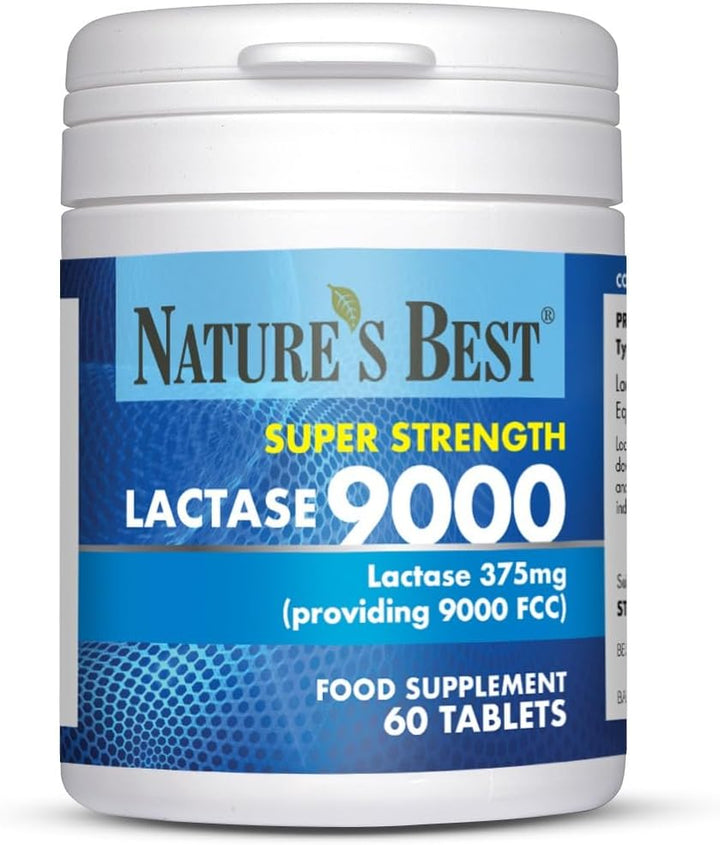 Super Strength Lactase Tablets 9000 FCC Enzyme Units - Max Strength Digestive Enzyme - UK Made - 60 Tablets (1 Month'S Supply)