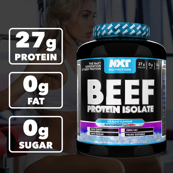 Beef Protein Isolate Powder - Protein Powder High in Natural Amino Acids - Paleo, Keto Friendly - Dairy and Gluten Free - Muscle Recovery | 1.8Kg | Ice Blast