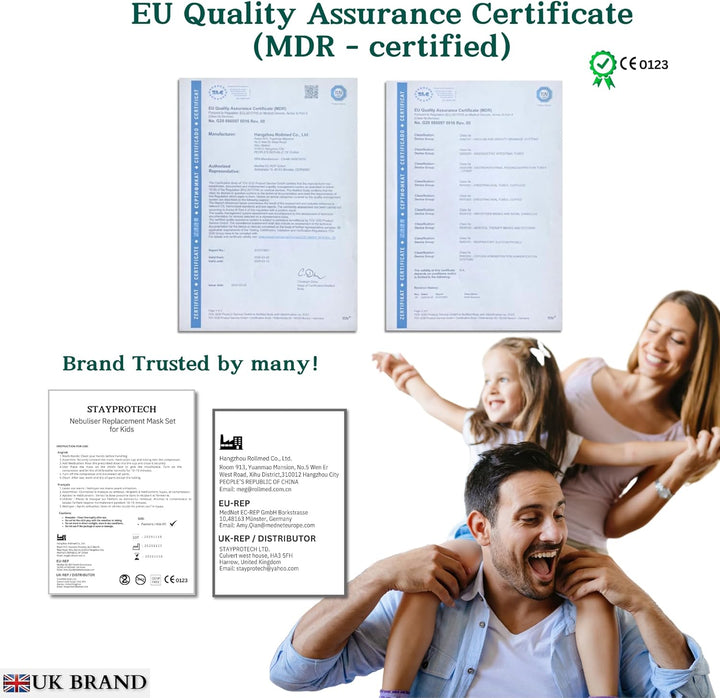 Nebuliser Replacement Set for Kids Respiratory Treatment Includes Nebuliser Chamber, 2.1M Long Tubing & Kid'S Mask, Universal Compatibility with Nebuliser Machine for Home & Travel Use.