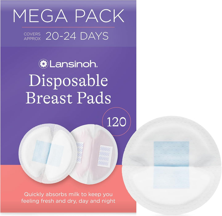 Disposable Breast Pads Maternity - 60 Pack - Ultra-Thin & Abosrbent Nursing Pads with Bluelock™ Core Leak-Proof Protection - Holds 20X Weight - Individually Wrapped -Breastfeeding Essentials