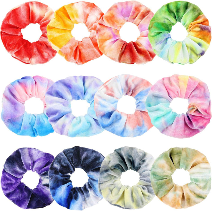 Scrunchies for Women, Premium Velvet Scrunchy for Hair, Solid Color Elastic Thick Bands, Soft Ropes Ponytail Holder Hair Accessories, 12 Pack
