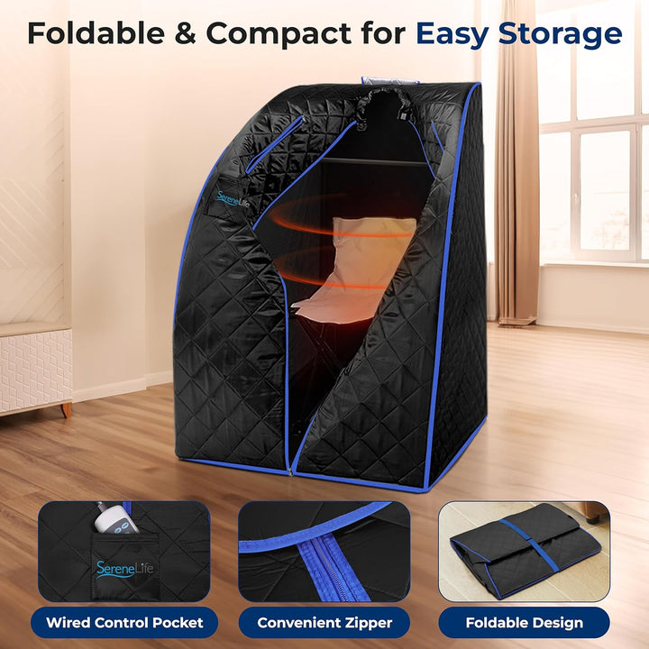 , Sauna, Home Sauna Tent, Portable Sauna, Infrared Sauna, Home Steam Sauna, Steam Room, Sauna Bag, One Person Indoor Sauna Box with Heating Foot Pad, Portable Chair and Remote Controller
