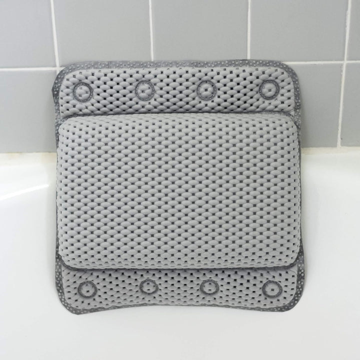 Bathtub Pillow, Luxury Relaxing White Soft Non Slip Cushioned Bath Pillow Waterproof Home Spa Headrest Cushion with 8 Slip Resistant Suction Cups (White)