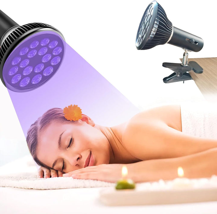54W Face Tanning Lamp,Tanning Lamp Solarium for Home, All Skin Tones,180 ° Rotation Sun Lamp for Face and Body with Eye Mask, for Antique Bronze Skin with 18Pcs Leds (Black)
