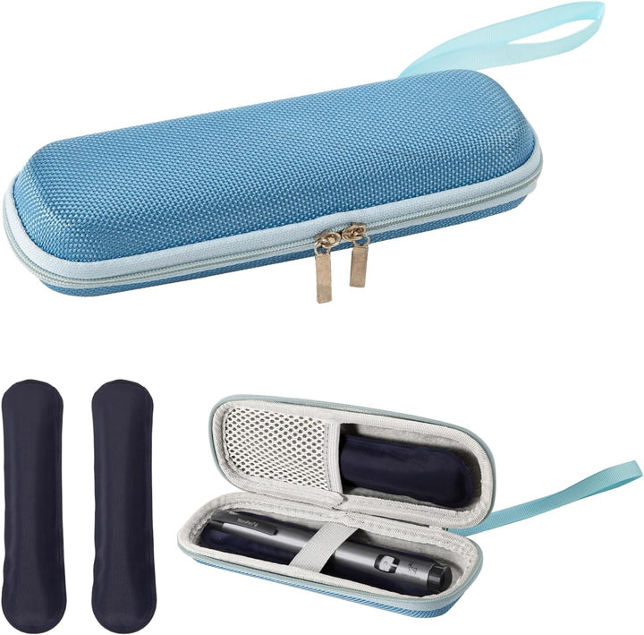 Insulin Cooler Travel Case,Monjaro Insulin Pen Case,Medicine Cool Bag with 2 Ice Packs,Portable Diabetic Medication Needles Medical Supplies Cooling Small Storage Travel Pouch