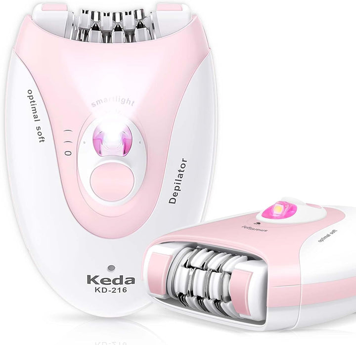 Epilator for Women,2 Speed Electric Epilator, Cordless Rechargeable Hair Removal Device with Led Light for Face Body Armpit Bikini Leg Facial Hair Removal (Pink)
