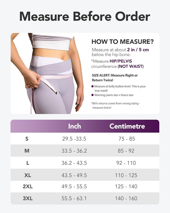 Sacroiliac Support Belt with Extra Support Stays, Hip Support for Women for Pelvic, Leg, Hip, SI Joints, Sciatic Pain Relief, Lower Back Support for Women, Trochanteric Belt, 360°Anti-Slip