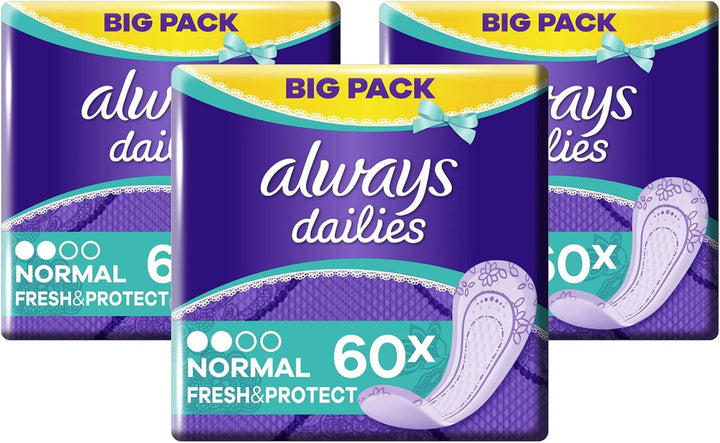 Daily Fresh Normal Panty Liners 54 Liners, Odour Lock, Feel Nothing but Fresh & Protected, Pack of 4
