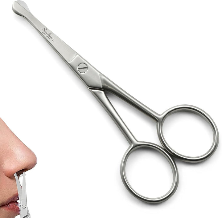 Nose & Ear Hair Trimming Scissors for Men | Rounded Safety Tip Moustache, Nasal Hair Remover & Facial Hair Scissors 4.5"