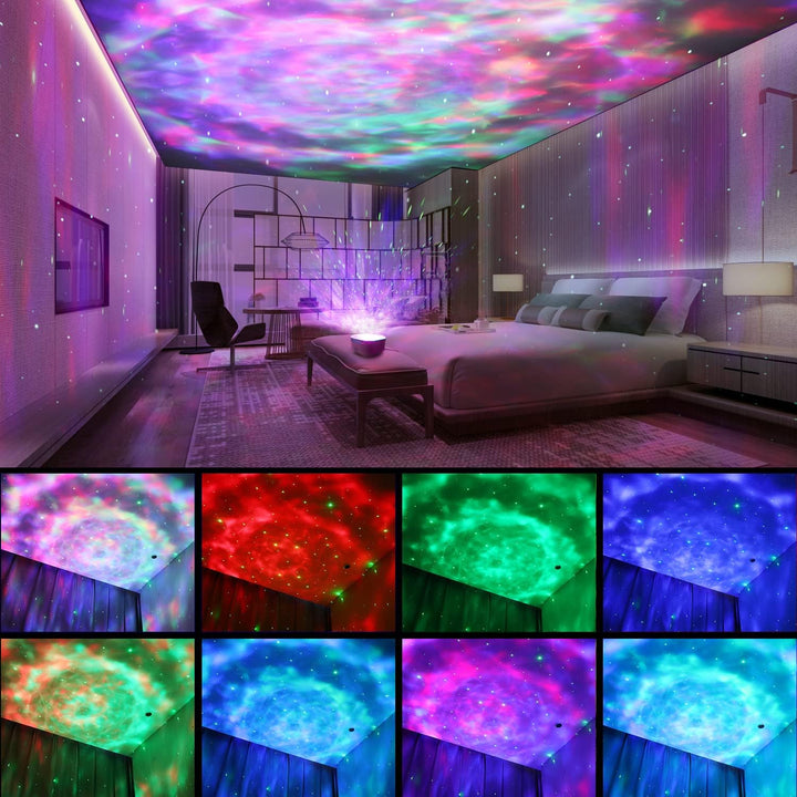 Galaxy Projector, Star Projector Night Light with Remote Control/Timer Function/Built-In Music, LED Projector Light with 8 Lighting Modes for Kids Adults Bedroom/Party/Gift (White)