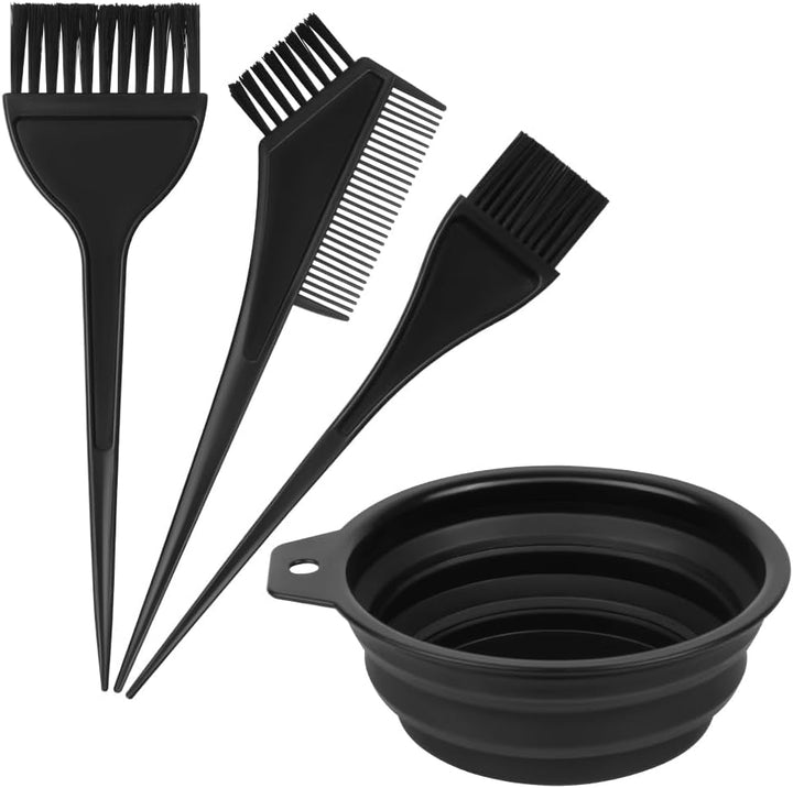 4 Pcs Hair Coloring Brushes, Hair Dye Kit, Double Sided Hair Dying Brushes Tint Comb Set, DIY Salon Hair Dye Brush and Bowl Set with Hair Dying Mixing Bowl