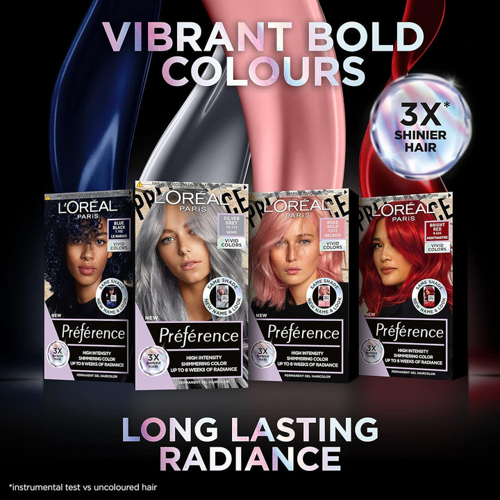 Paris Permanent Hair Colour, Long-Lasting Shine and Intense Colour, for up to 8 Weeks, Preference Vivids (Colorista), Bright Red 8.624, X1 Pack