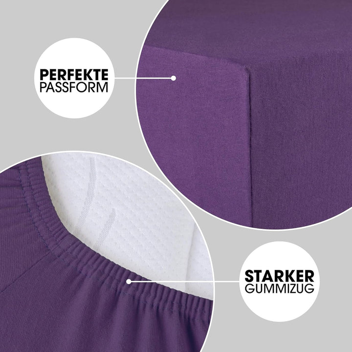 Lucina Fitted Sheet Cotton 90X200-100X200 Cm Purple