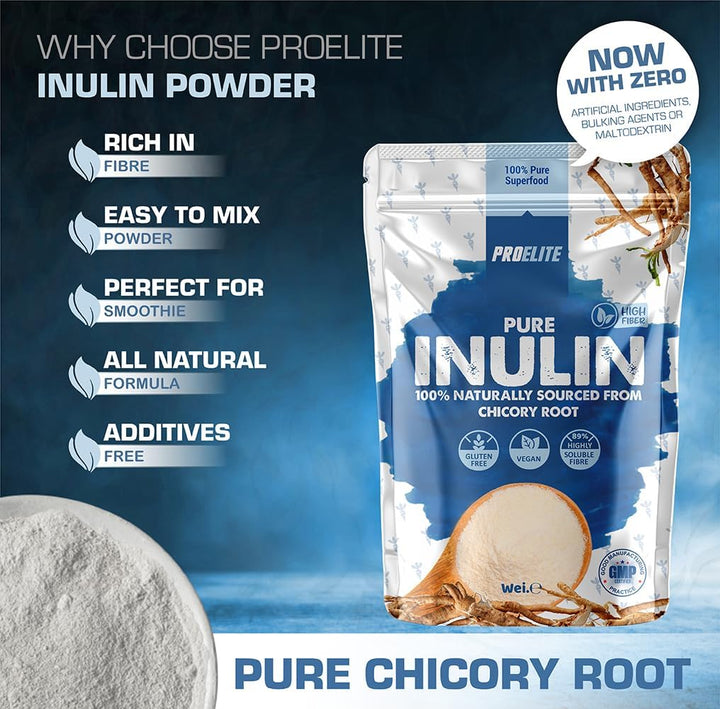 Pure Inulin Powder Prebiotic Soluble Fibre Powder - Vegan, GMO Free, Gluten Free Made in EU from Natural Chicory Root Fructo Oligosaccharide FOC Powder by  (250G)
