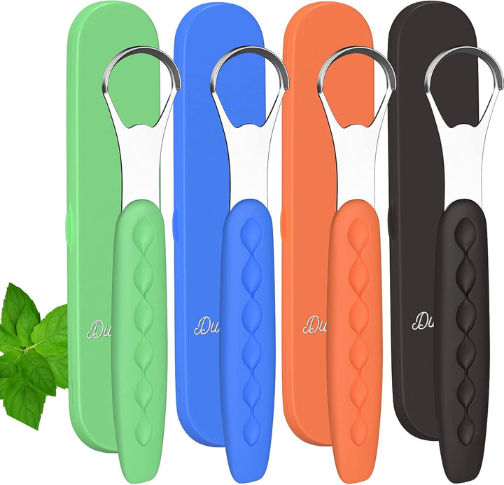 Tongue Scraper Cleaner for Adults & Kids Pack, Medical Grade Stainless Steel Tongue Brush Set, Oral Self Care for Bad Breath, Tongue Scraping with Travel Case (1Pcs)