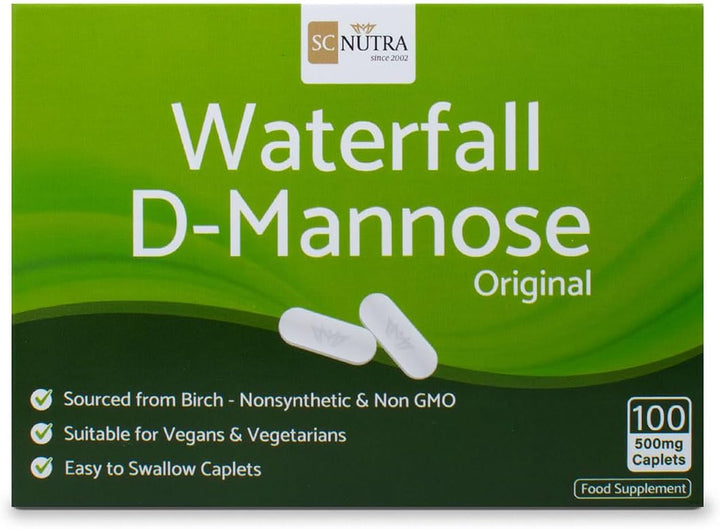 Waterfall D-Mannose 100 X 500Mg Caplets (Easy to Swallow Tablets) - 100% D-Mannose Naturally Sourced from Birch - for Healthy Bladder Support - Vegan - SC Nutra ()