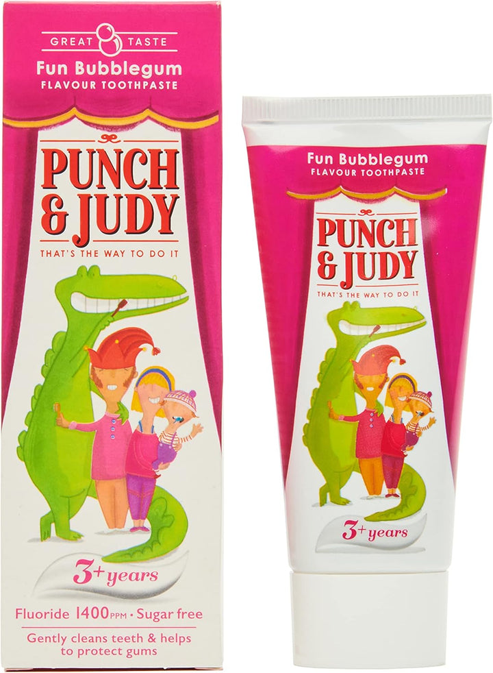 Punch & Judy Kids Toothpaste - Fun Bubblegum Flavour, 3+ Years, Fluoride, Sugar Free, 50Ml (Pack of 1)