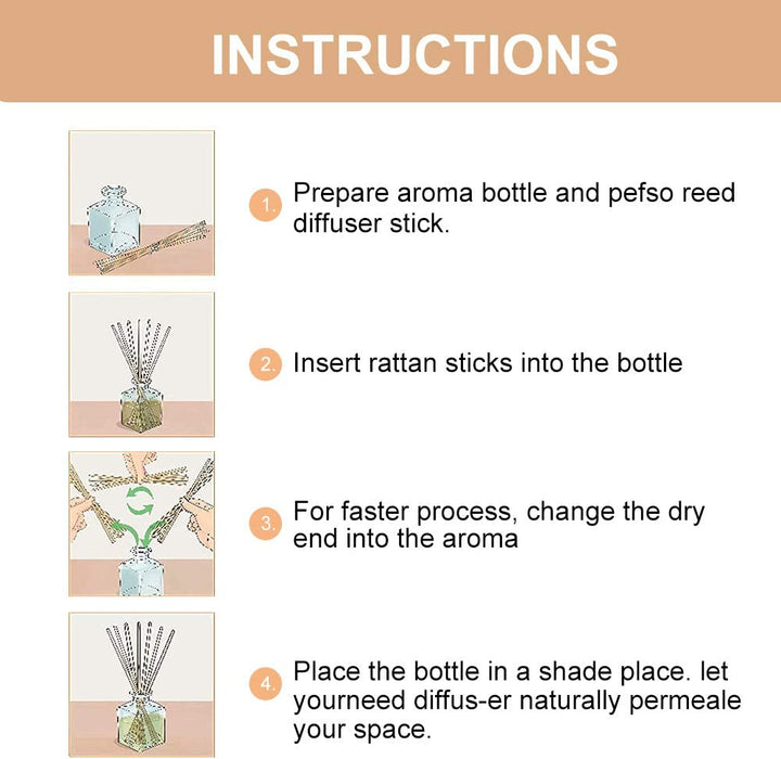 100PCS Reed Diffuser Sticks - Wood Rattan-Reed Sticks -Diffuser Glass Bottles-Diffuser Refills- Spa-Aromatherapy (7''18Cm)