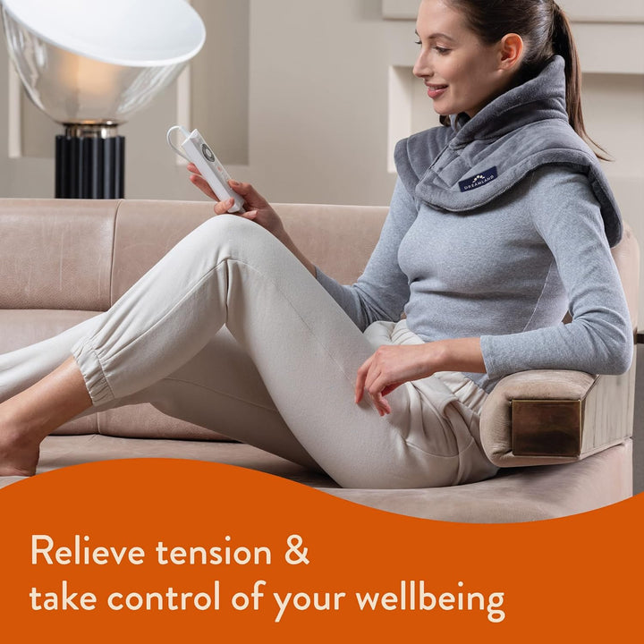 Revive Me – Neck & Shoulder Heat Pad, Grey, Fast Heat-Up, 3-Hour Adjustable Temperature, Auto Safety Shut-Off, Machine Washable, Specifically for Neck & Shoulder, Size Adjustable, 47 X 52Cm
