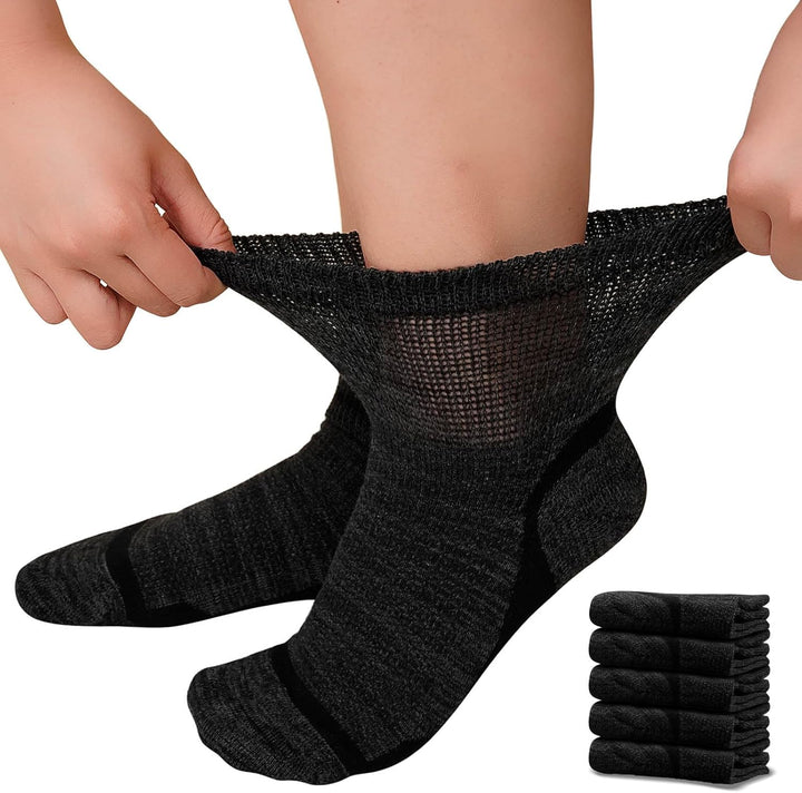 Diabetic Socks Bamboo for Women: Extra Wide Soft Top Ankle Socks for Swollen Feet Seamless Toe Hospital with Gentle Grips Non-Elastic Loose Fitting Edema Sock