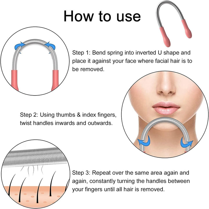 Facial Hair Remover Epilator Depilatory Spring Face Threading Tool Facial Hair Removal Device Makeup Tools, Epilator, Face Hair Removal Epilator, Epilation Sticks, Portable Epilator