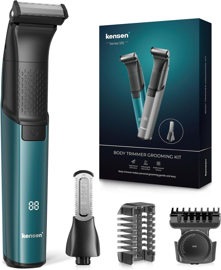 2In1 Manscape Body Hair Trimmer & Beard Trimmer for Men, Safe Cordless Mens Body Shaver for Pube, Waterproof Pubic Groin Hair Shaver for Men, Mens Grooming Kits for Pubic Hair/50 Times Usage