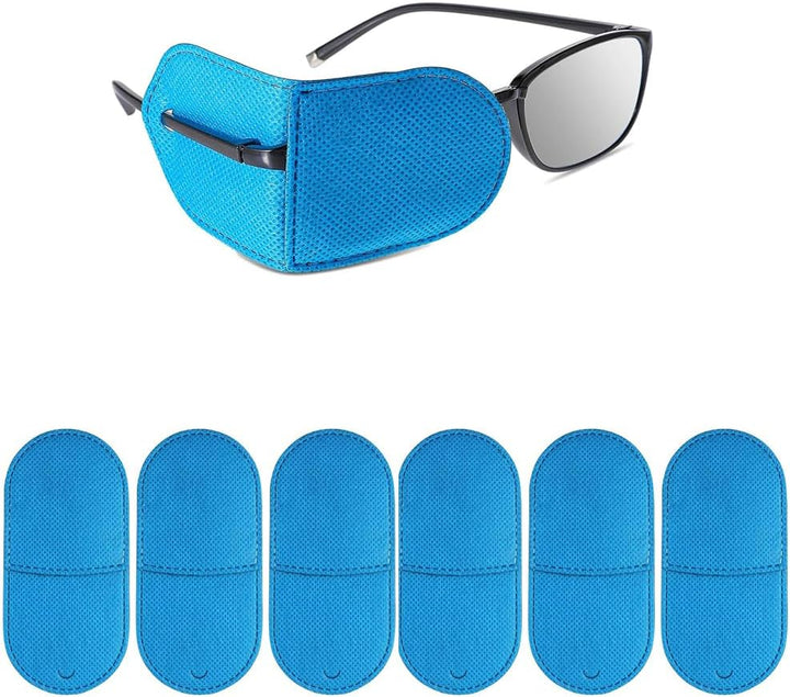 Eye Patches for Glasses - 6Pcs Non-Woven Fabric Large Size Eye Patch,Eyepatch for Glasses Treat Lazy Eye Amblyopia Strabismus for Left & Right Eyes,Professional Medical Eye Patches (Black)