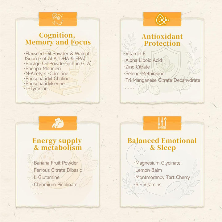 34-In-1 Nootropic Brain Supplement | Focus, Memory & Brain Fog Support Capsules | Cognitive Enhancer with Fatty Acid, Bacopa & B-Vitamins | Mental Clarity & Mood Balance | 90 Vagen Capsules