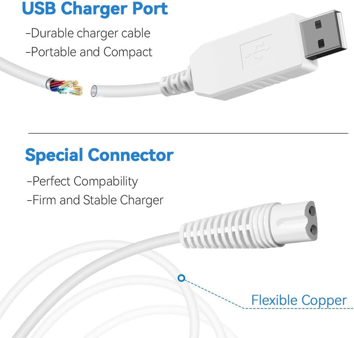 Charger for Braun Silk Epil 9,USB Charging Power Cord Trimmer Replacement Cable for Braun Silk-Epil 9, Silk-Epil 7, Epil 5, Epil 9 Flex Epilator Hair Removal