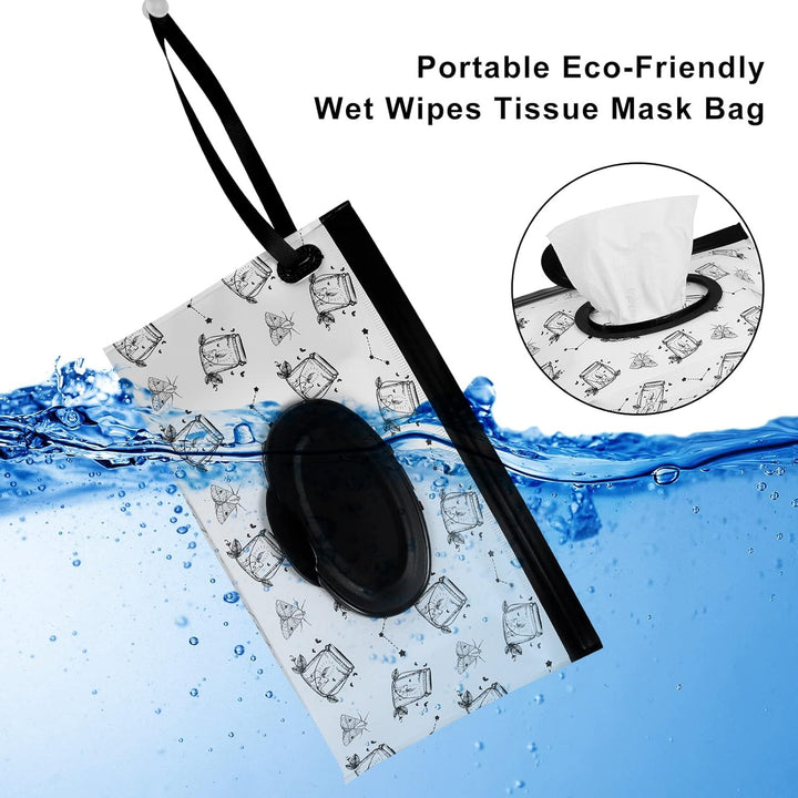 4 Pack Reusable Wipe Case, Extra Large 10" X 6" Refillable Wipe Dispenser Travel Container in Black and White